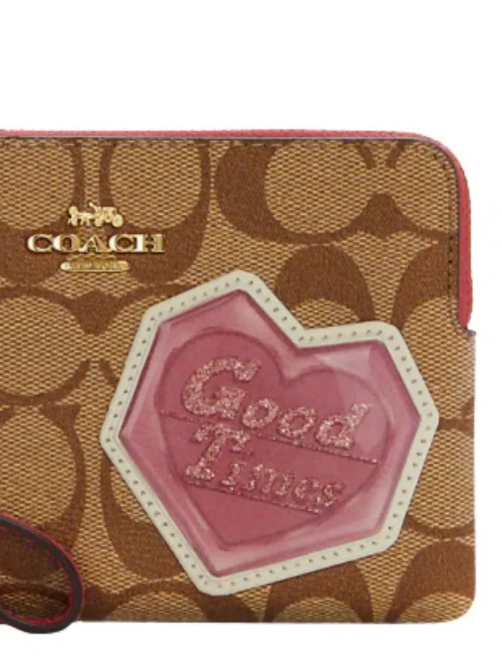 Coach good times disco design signature logo corner zip wristlet wallet